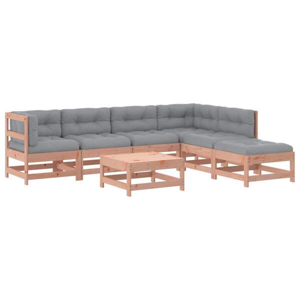 vidaXL Salon de jardin 7 Pièces avec coussins bois massif douglas