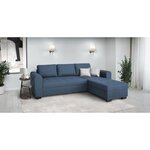Canapé d'angle fixe réversible 4 places - Tissu Bleu - 245 x 150 x 86 cm