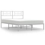 vidaXL Cadre de lit métal avec tête de lit blanc 140x190 cm