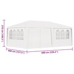 vidaXL Tente de réception et parois latérales 4x6 m Blanc 90 g/m²