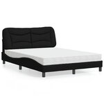 vidaXL Lit avec matelas noir 140x190 cm tissu