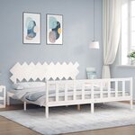 vidaXL Cadre de lit sans matelas blanc 200x200 cm bois massif de pin