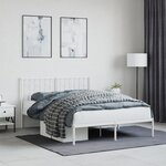vidaXL Cadre de lit métal sans matelas et tête de lit blanc 135x190 cm