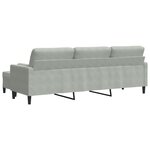 vidaXL Canapé à 3 places avec repose-pieds Gris clair 210 cm Velours