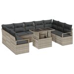 Ensemble de Canapé de Jardin vidaXL 10 Pièces avec Coussins Gris Clair Rattan Poly