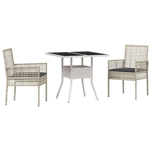 vidaXL Ensemble de salle à manger de jardin 3 pièces Gris clair en poly rattan