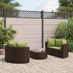vidaXL Salon de jardin avec coussins 5 Pièces marron résine tressée