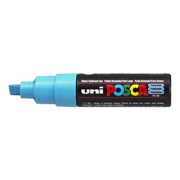 Marqueur pointe large biseautée POSCA PC8K 8mm Turquoise Fluo x 6 POSCA
