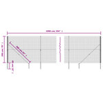 vidaXL Clôture en treillis métallique et ancrage anthracite 2x10 m