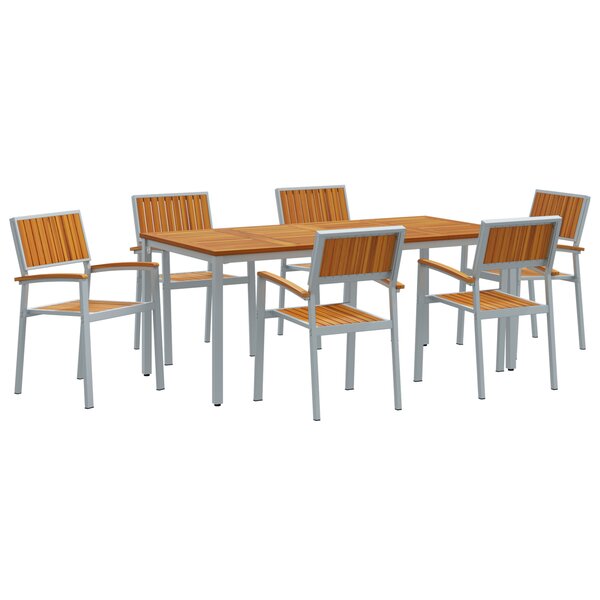vidaXL Ensemble de salle à manger de jardin 7 pièces en bois d'acacia et métal