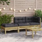 vidaXL Canapé de jardin avec coussins et repose-pied 2 places