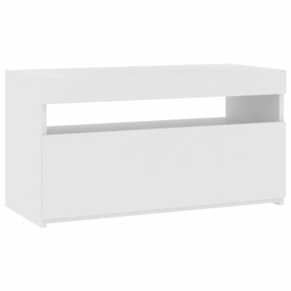 vidaXL Meuble TV avec lumières LED Blanc 75x35x40 cm