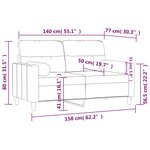 vidaXL Canapé 2 places avec oreillers décoratifs crème 140 cm tissu