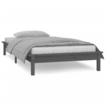 vidaXL Cadre de lit à LED sans matelas gris 75x190 cm bois massif