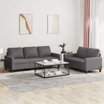 vidaXL Ensemble de canapés 2 Pièces avec coussins Gris Similicuir