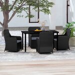 vidaXL Ensemble à manger de jardin avec coussins 5 Pièces Noir