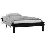 vidaXL Cadre de lit à LED sans matelas noir 75x190 cm bois massif