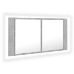 vidaXL Armoire de salle de bain à miroir LED Gris béton Acrylique