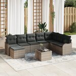 Ensemble de canapé de jardin 8 pièces avec coussins en rattan