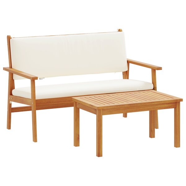 Ensemble de canapé de jardin 4 pièces avec coussins en bois d'acacia massif