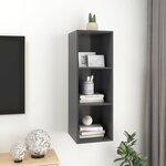 vidaXL Meuble TV mural Gris 37x37x107 cm Bois d’ingénierie