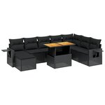 vidaXL Salon de jardin 9 Pièces avec coussins noir résine tressée