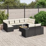 vidaXL Salon de jardin 10 Pièces avec coussins noir résine tressée