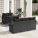 vidaXL Ensemble de 6 Canapés de Jardin avec Coussins Noir Rotin Poly