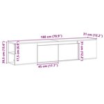 vidaXL Meuble TV mural avec LED chêne fumé 180x31x39 5 cm