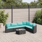 vidaXL Salon de jardin 7 Pièces avec coussins noir résine tressée