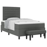 vidaXL Lit à ressorts avec matelas et banc gris foncé 120x200 cm en tissu