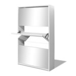 vidaXL Meuble à chaussures 3 étagères 63x17x102 5 cm Miroir Blanc