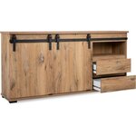 Buffet Manzano - Panneaux de particules - chêne Flagstaff - 2 portes coulissantes  2 tiroirs  1 niche - 180 x 87 x 40 cm