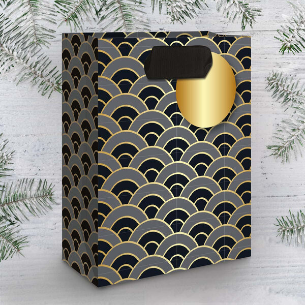 Mini Sac Cadeau Motifs Vagues En Or - Draeger paris