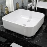 vidaXL Lavabo carré Céramique Blanc 39x39x13 5 cm