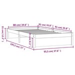 vidaXL Cadre de lit Marron miel Bois massif 90x190 cm Simple