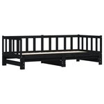 vidaXL Lit de jour avec lit gigogne noir 90x200 cm bois de pin massif