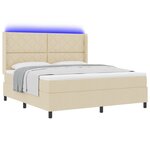 lit à ressorts vidaXL avec matelas et LED Crème 180x200 cm en tissu
