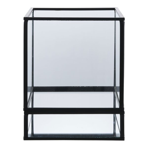 Porte-bougie en métal noir et verre 12 x 15 cm