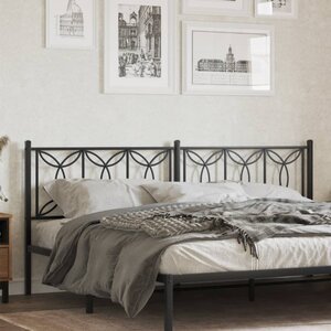 vidaXL Tête de lit métal noir 193 cm