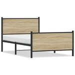 vidaXL Cadre de lit en métal sans matelas chêne sonoma 107x203 cm