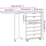vidaXL Armoire roulante avec bureau MOSS gris bois de pin solide