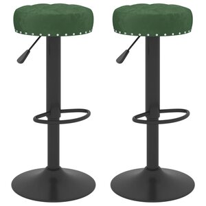 Vidaxl tabourets de bar 2 pcs vert foncé velours