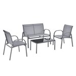 Salon de jardin de 4 meubles gagra acier PVC polyester noir gris clair 03_0008232