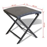 vidaXL Tabouret pliable Résine tressée Noir