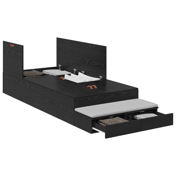 vidaXL Cadre de lit de rangement Noir Chêne 90x190 cm