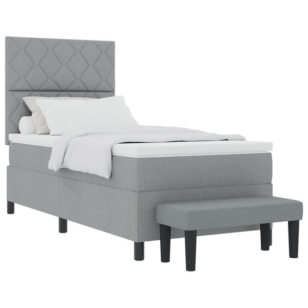 vidaXL Lit avec Matelas & Banc Gris Clair 100x200 cm Tissu