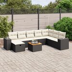 vidaXL Salon de jardin 9 Pièces avec coussins noir résine tressée
