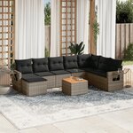 vidaXL Salon de jardin 9 Pièces avec coussins gris résine tressée