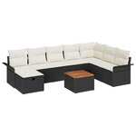 vidaXL Ensemble de canapé de jardin 9 pièces avec coussins noir en poly rotin